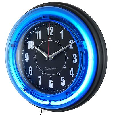 #ad Retro Quartz 11 Vibrant Blue Neon Analog Wall Clock $45.23