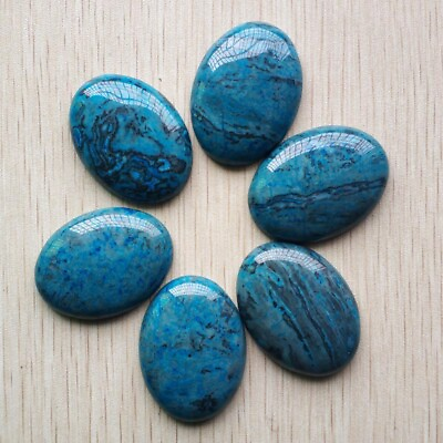 #ad 6pcs Natural Blue Crazy Agate Oval CAB CABOCHON 30x40mm stone Beads Diy Jewelry $18.99
