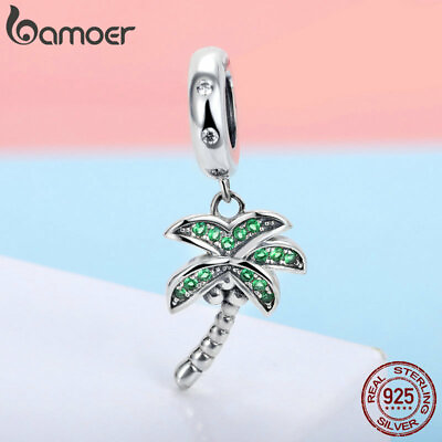 #ad Women Authentic S925 Sterling Silver Charm coconut tree Cz Charms Fit Bracelet $7.93