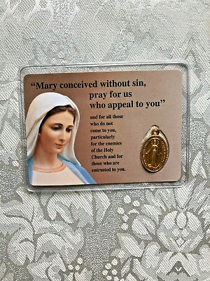 #ad quot;MIRACULOUS MEDALquot; Holy card amp; GOLD MEDAL LAMINATED amp; SEALED PRISTINE NEW $2.54