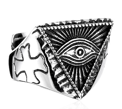 #ad Masonic rings Triangle Pyramid shaped Freemason Ring Eye of Providence $20.99