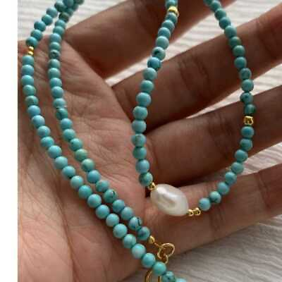 #ad Natural Turquoise Freshwater pearl Beads Necklace pendant Chic Diy Yoga Lucky C $10.15