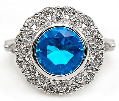 #ad 5CT Blue Topaz amp; White Topaz 925 Sterling Silver Ring Jewelry Sz 8 UB1 3 $32.99