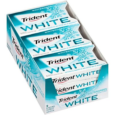 #ad Trident White Sugar Free Gum Wintergreen 16 Piece 9 Pack $15.49