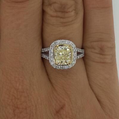 #ad 3.25 Ct Halo Split Shank Radiant Cut Diamond Engagement Ring VS2 H White Gold $4495.00