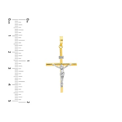 #ad 14k Two Tone Gold Cross Pendant with Crucifix Religious Necklace Charm 1.1 grams $144.00