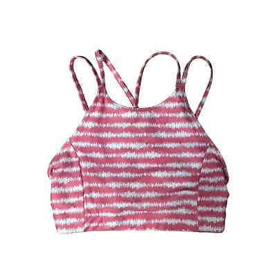 #ad Z By Zella Girls Pink White Striped Bikini Top 8 NWT $8.99