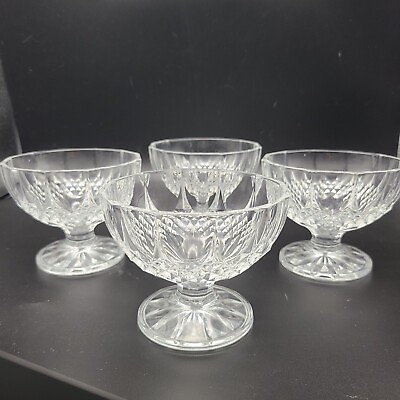 #ad FRENCH 70s Set 4 Retro Crystal Desert Ice Cream Glasses Cups 3.25quot; New $64.00