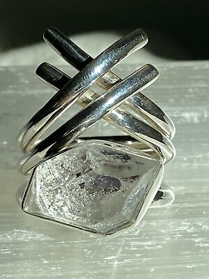 #ad Lilly Barrack Gorgeous Huge Herkimer Diamond Sterling Silver Ring $205.00