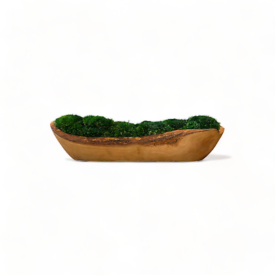 #ad Olive Wood Moss Bowl 12quot; Long Wood Dough Bowl with Preserved Moss Green $59.00