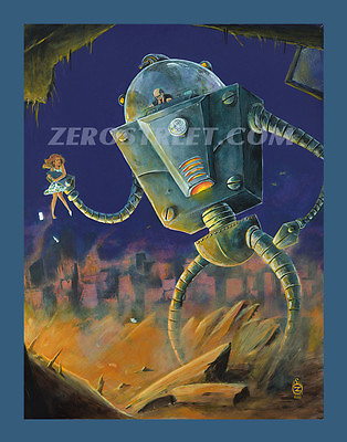 #ad Pulp Art Robot Vintage Mad Scientist Retro Lowbrow Monster Movie Man Cave Print $22.00