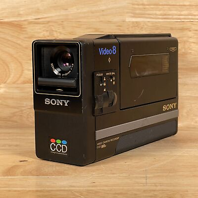 #ad Vintage Sony Video 8 Handycam CCD M8U Black 8mm Video Camera Recorder For parts $49.99