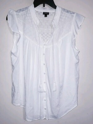 #ad Womens Torrid Sleeveless Shirt Top Blouse White Plus Size 1 1X $20.99