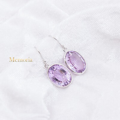 #ad Beautiful Amethyst Natural Earring 925 Solid Sterling Silver Gemstone For Gift $94.00