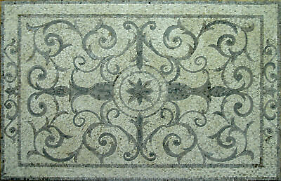 #ad Floral Palace Castle Design Vines Center Flower Power Carpet Marble Mosaic $1336.00