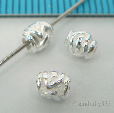 #ad 8x BRIGHT STERLING SILVER FLOWER SPACER BEADS 4.4mm x 3.7mm #775 $4.68