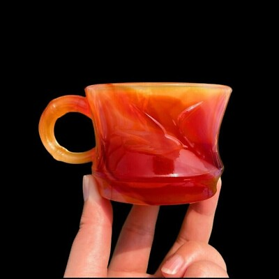 #ad 1pc Cup Carving Carnelian Natural Healing Red Agate Cup Reiki Crystal Collection $19.99