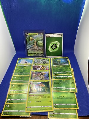 #ad 16 Shiny Grass Type Pokemon Cards Lot: 1 V 4 Holo amp; 10 Rev. Holo 1 Energy $12.99