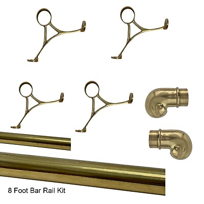 #ad 8 Foot Long Brass Bar Rail Kit 2 Inch Diameter $438.90