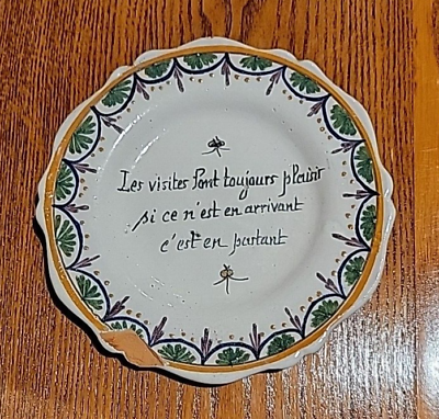 #ad Antique Handpainted French Faience Whimsical Plate $20.00