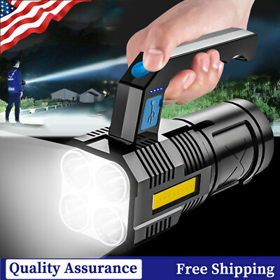 #ad 990000LM Handheld LED Flashlight 4 Modes USB Rechargeable Searchlight Waterproof $8.78