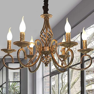 #ad Rustic 6 Light ChandeliersFrench Country Vintage ChandelierMetal in Antique... $138.35