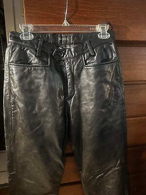 #ad Guess Leather Pants Women’s Sz 6 Black Soft Genuine Leather Bootcut Vintage MINT $48.88