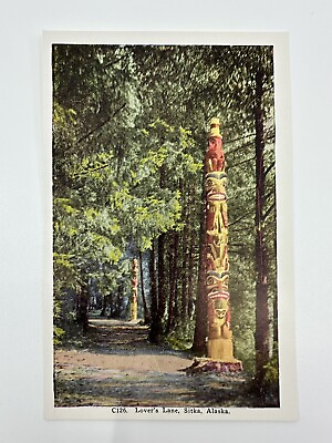#ad Vintage Alaska Postcard Lover’s Lane Sitka AK Totem Pole New Old Stock NOS $1.49