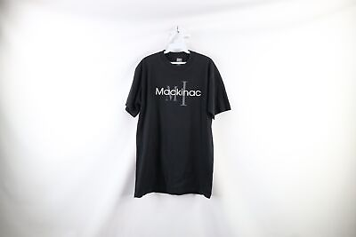 #ad Vintage 90s Streetwear Mens Large Faded Spell Out Mackinac Michigan T Shirt USA $35.95