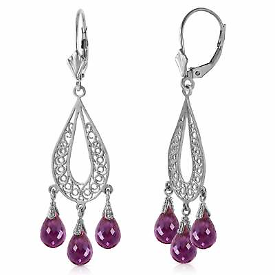 #ad 3.75 Carat 14K Solid White Gold Chandelier Earrings Natural Amethyst $498.00