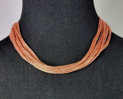 #ad Italian Designer Laura Corner Pearl Charm Multi Strand Metallic Copper Necklace $29.99