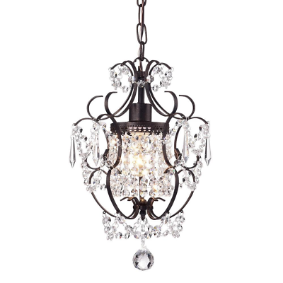 #ad Chandelier Lighting Small Crystal Shabby Ceiling Light Fixture Antique Bronze $58.92