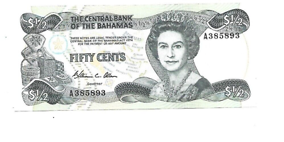 #ad The Central Bank of Bahamas fifty cents 1974 UNC $20.00
