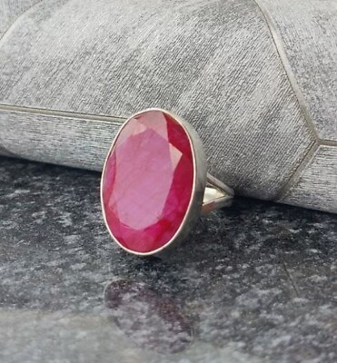 #ad Indian Ruby Ring Solid 925 Silver Handmade Birthday Gift Ring All Size MB378 $11.54