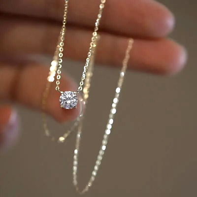 #ad Fashion Shiny Zircon Pendant Necklace Women Girls Clavicle Chain Jewelry Gift $13.98