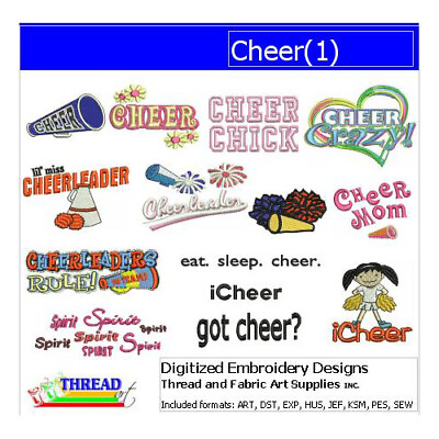 #ad Embroidery Design Set Cheer 1 14 Designs 9 Formats USB Stick $16.99