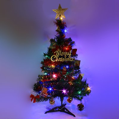 2 FT Tabletop Artificial Small Mini Christmas Tree with LED Light amp; Ornaments $9.99