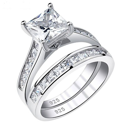 #ad Classic Wedding Ring Set For Women Princess Cut Engagement Rings Jewel Accessory $82.27