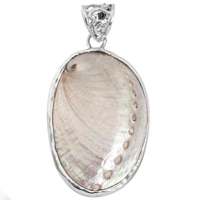 #ad 925 Sterling Silver Sparkling Iridescent Abalone Shell Sterling Pendant 1 3 4quot; $19.95