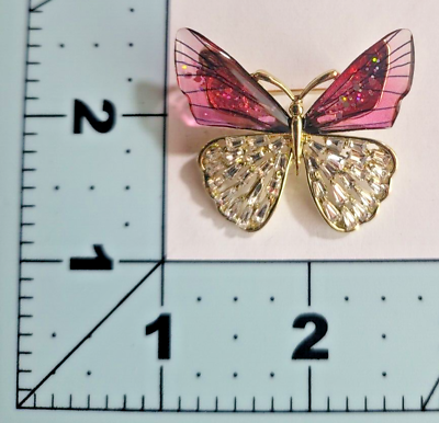 #ad Butterfly pin brooch Fashion costume jewelry pink FAST Free Ship $10.39