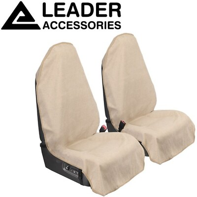 #ad 2Pcs Waterproof Towel Front Seat Covers Non Slip Bucket Seat Protector Beige $44.99