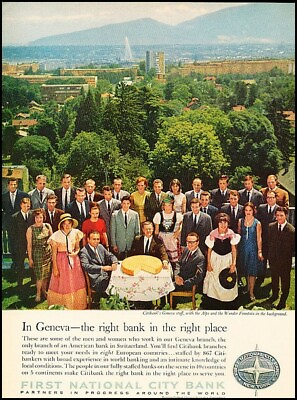 #ad 1965 Wonder Fountain Geneva First Bank Vintage Advertisement Print Art Ad J655 $6.84