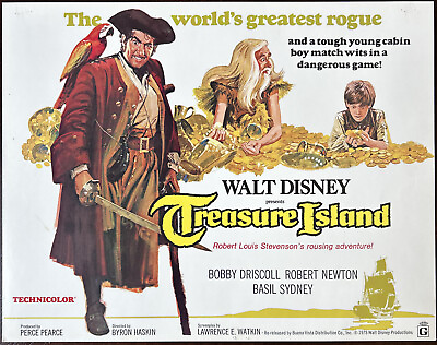 #ad TREASURE ISLAND Original Title Lobby Card R1975 WALT DISNEY $20.00