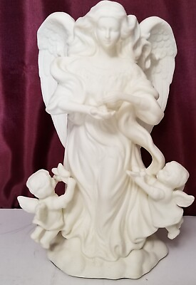 #ad Guardian Angel of Light Statue Bisque Candle Holder. Partylite VTG $25.00