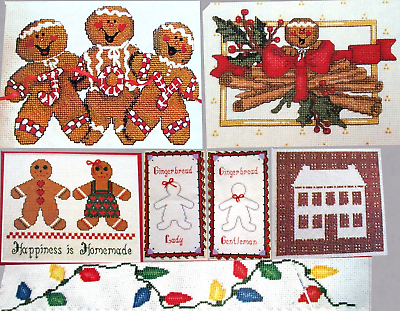 #ad Gingerbread Man Lady String of Lights Patterned House CROSS STITCH PATTERNS $3.99