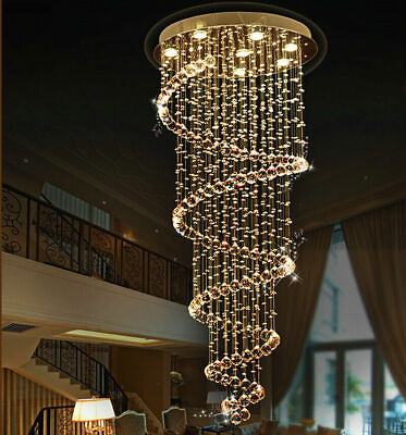 #ad Modern Luxury Crystal Chandelier Pendant Lamp Rain Drop Spiral Ceiling Light $159.20