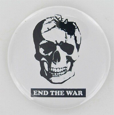 #ad Radical Pacifist Button 1980 Macabre Death Art End War Skull Bones Horror P1025 $49.00