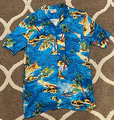 #ad Vintage Bahama Paradise by Smith Bros Camp Shirt Tiki Size Medium Hawaiian $19.99