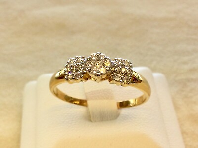 #ad 0.21Ct Diamond Gold Ring 18K Handmade Pure Thai Yellow Gold Natural Diamonds $650.00