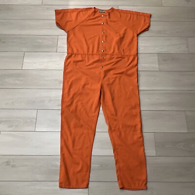#ad Bob Barker Orange Prison Jumpsuit Inmate Uniform Halloween Snap Coverall 2XL $69.99